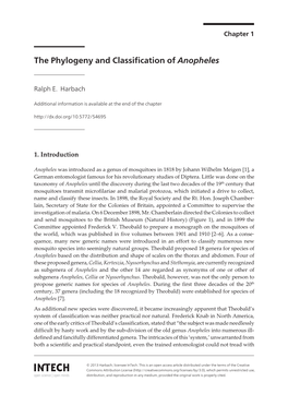 The Phylogeny and Classification of Anopheles