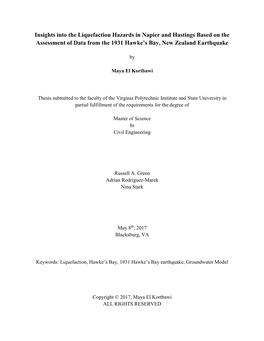 Insights Into the Liquefaction Hazards in Napier and Hastings Based on the Assessment of Data from the 1931 Hawke’S Bay, New Zealand Earthquake