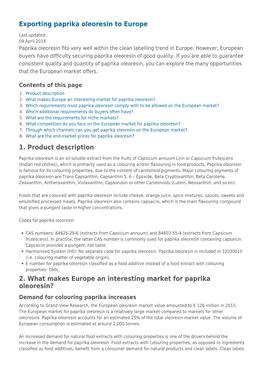 Exporting Paprika Oleoresin to Europe