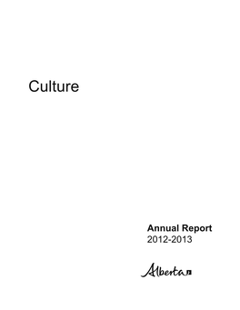 2012-13 Alberta Culture Annual Report