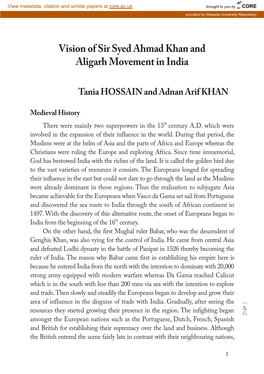 Vision of Sir Syed Ahmad Khan and Aligarh Movement in India