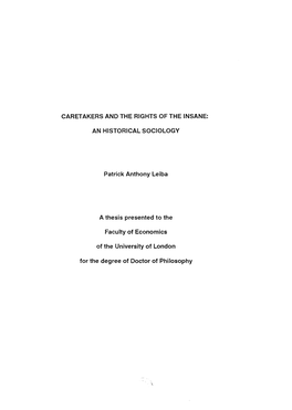 Caretakers and the Rights of the Insane : an Historical Sociology