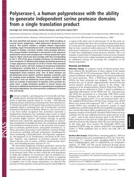 Polyserase-I, a Human Polyprotease with the Ability to Generate Independent Serine Protease Domains from a Single Translation Product