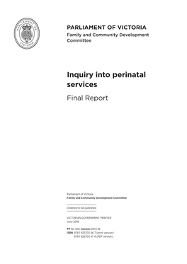 Inquiry Into Perinatal Services Final Report