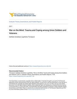 Trauma and Coping Among Union Soldiers and Veterans