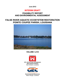 False River Aquatic Ecosystem Restoration Pointe Coupee Parish, Louisiana