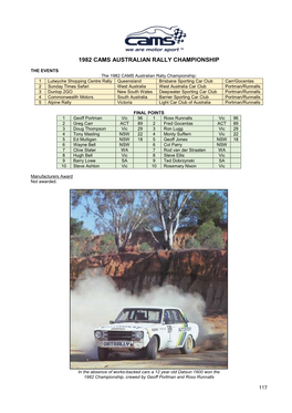 1982 Cams Australian Rally Championship