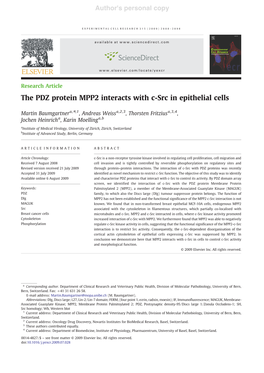 The PDZ Protein MPP2 Interacts with C-Src in Epithelial Cells