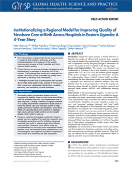 Institutionalizing a Regional Model for Improving Quality of Newborn Care at Birth Across Hospitals in Eastern Uganda: a 4-Year Story