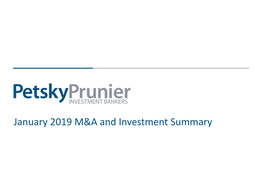 January 2019 M&A and Investment Summary