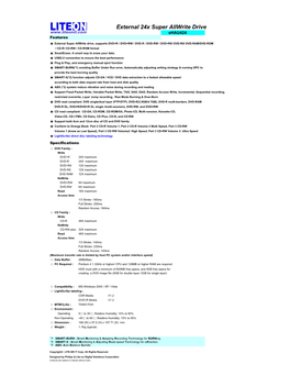 External 24X Super Allwrite Drive Ehau424 Features