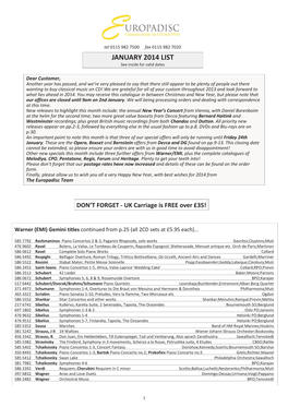 JANUARY 2014 LIST See Inside for Valid Dates