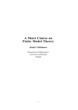 Finite Model Theory