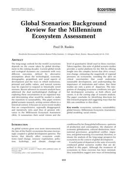 Global Scenarios: Background Review for the Millennium Ecosystem Assessment