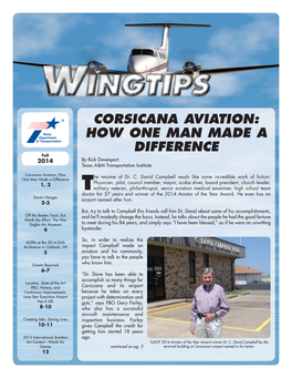 Corsicana Aviation: How One Man Made a Difference Fall 2014 by Rick Davenport Texas A&M Transportation Institute