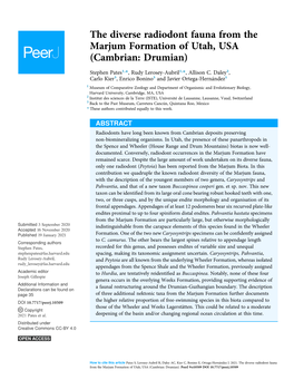 The Diverse Radiodont Fauna from the Marjum Formation of Utah, USA (Cambrian: Drumian)