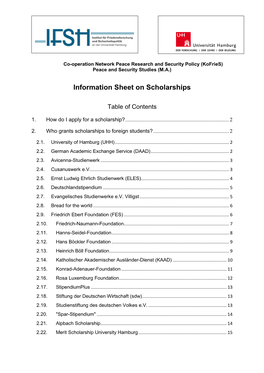 Information Sheet on Scholarships