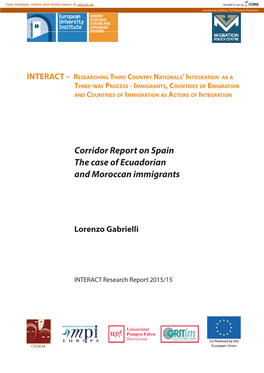 Corridor Report on Spain the Case of Ecuadorian and Moroccan Immigrants