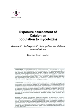 Exposure Assessment of Catalonian Population to Mycotoxins