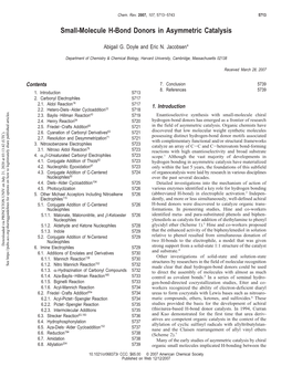 Small-Molecule H-Bond Donors in Asymmetric Catalysis