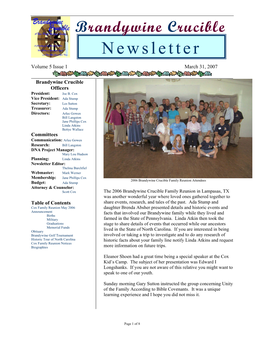 Brandywine Crucible Newsletter 2007