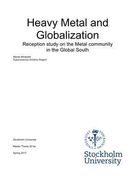 Heavy Metal and Globalization Reception Study on the Metal Community in the Global South