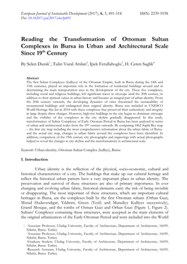 Reading the Transformation of Ottoman Sultan Complexes in Bursa in Urban and Architectural Scale Since 19Th Century