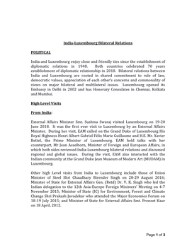 India-Luxembourg Bilateral Relations