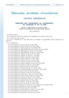 Décret N° 2005-1499 Du 5 Décembre 2005 Relatif La Consistance Du