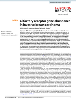 Olfactory Receptor Gene Abundance in Invasive Breast Carcinoma Shirin Masjedi1, Laurence J