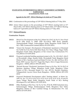 Agenda for the 119Th SEIAA Meeting T