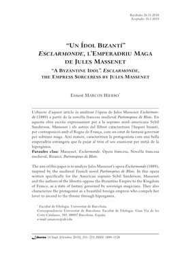 “Un Ídol Bizantí” Esclarmonde, L'emperadriu Maga De Jules Massenet