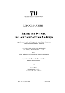 Einsatz Von Systemc Im Hardware/Software-Codesign