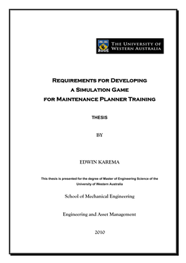 Requirements for Developing a Simulation Game for Maintenance Planner Training