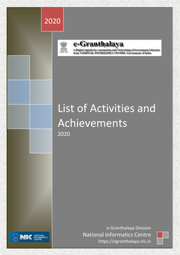 List of Activities and Achievements