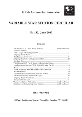 Variable Star Section Circular