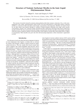 Structure of Nonionic Surfactant Micelles in the Ionic Liquid Ethylammonium Nitrate