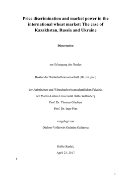 Price Discrimination and Market Power in the International Wheat Market: the Case of Kazakhstan, Russia and Ukraine