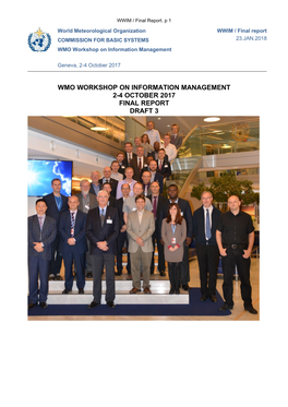 Wmo Workshop on Information Management 2-4 October 2017 Final Report Draft 3