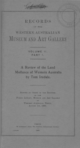 A Review of the Land Mollusca of Western Australia