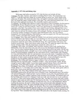 330 with Many Trail Miles Covered in 1971, This List Does Not Include All Trips. 3 January: Pat, Jane, Terence, and I Skied to F