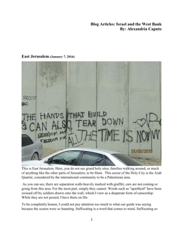 Blog Articles: Israel and the West Bank By: Alexandria Caputo