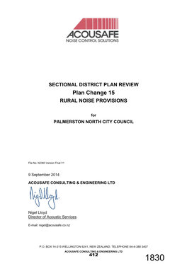 Plan Change 15 RURAL NOISE PROVISIONS