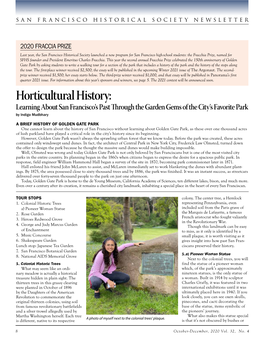 Horticultural History: Learning About San Francisco’S Past Through the Garden Gems of the City’S Favorite Park by Indigo Mudbhary