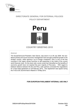Peru Country Briefing 2010 ______