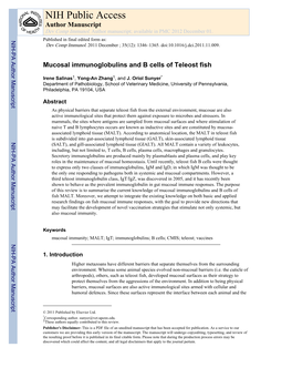 NIH Public Access Author Manuscript Dev Comp Immunol