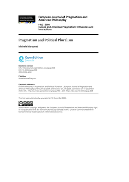 European Journal of Pragmatism and American Philosophy