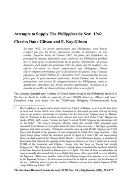 Attempts to Supply the Philippines by Sea: 1942 Charles Dana Gibson and E. Kay Gibson