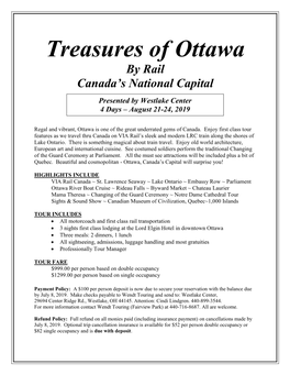 Treasures of Ottawa by Rail Canada’S National Capital