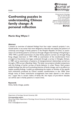 Confronting Puzzles in Understanding Chinese Family Change